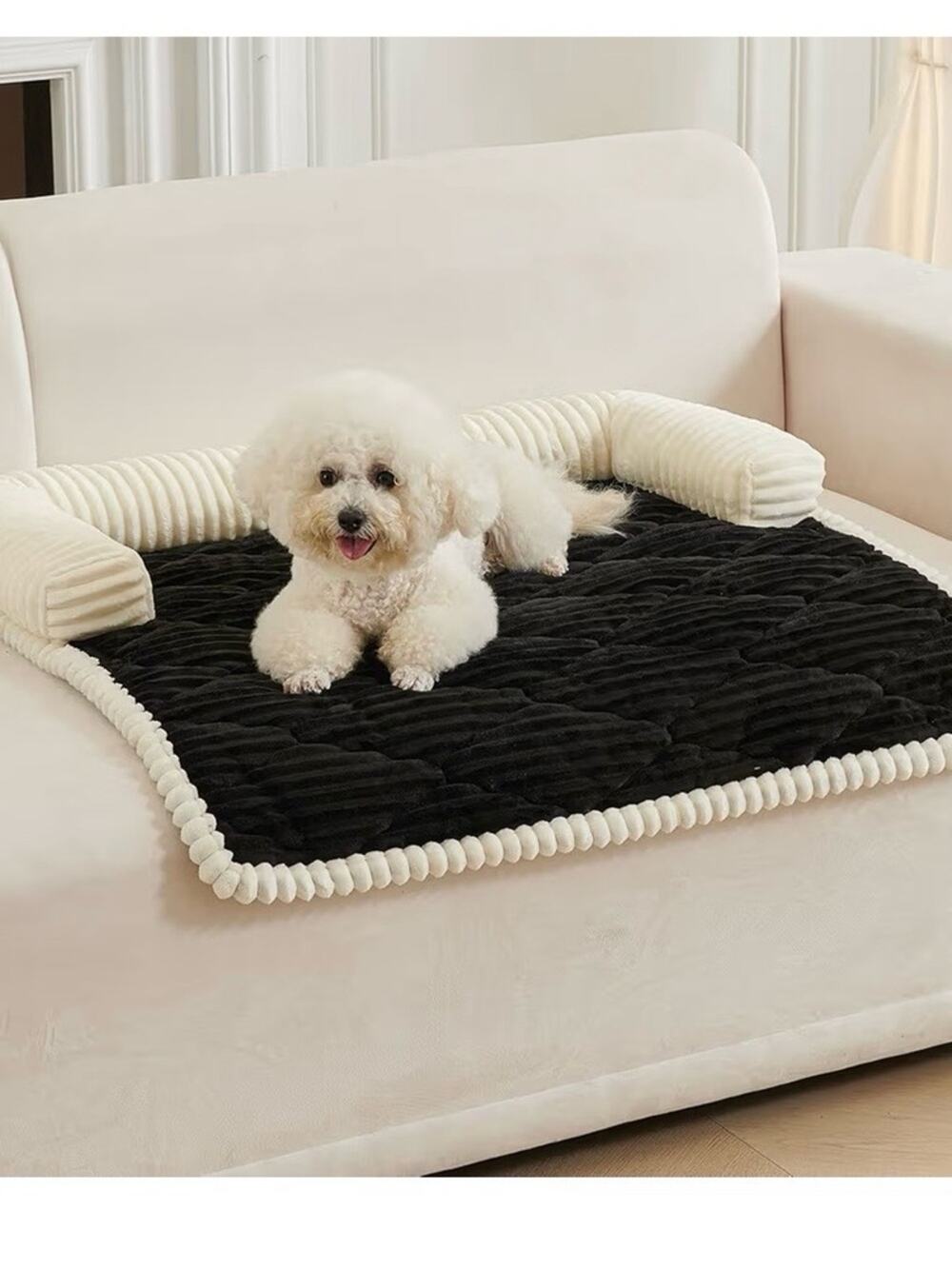 Dog Couch Bed Black Large ,Non‑Slip Washable Sofa Protector